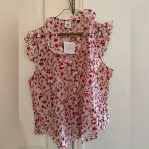 cabi Pink Floral Blouse Size XXL